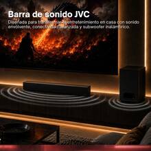 JVC Barra de Sonido 2.1 Canales Subwoofer Inalámbrico 85W RMS Bluetooth 5.3  ARC con CEC  Entrada Óptica  AUX 3.5 mm  TV Ready Control Remoto  Modelo SB116R - Negro - Ver 7