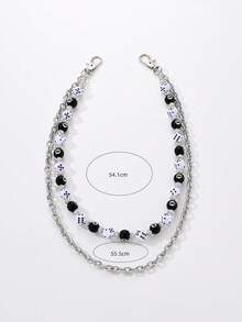 1pc Hip Hop Punk Style Dice Black Rhinestone Beaded Chain Waist Chain, Suitable For Waist Decoration And Party Wear - Multicolor - View 2