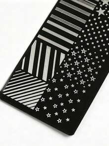1pc Star&Stripe Geometric Nail Stamping Plate, Stainless Steel Reusable Nail Art Transfer Template, Multi-Size Stars & Line Pattern Nail Stamp Stencil For DIY Manicure And Nail Salon - Multicolor - View 5