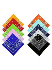 3PCS Mixed Color Paisley Pattern Scarves, Neutral Soft Lightweight Multi-Functional Face Mask Headband Tie Handbag Accessory - Multicolor - View 5