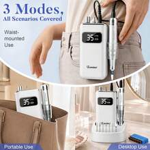 enniewi Electric Nail File, Portable Nail File Set With Rechargeable Base, Cordless Electric Nail File For Removing Gel And Acrylic Nails, Home And Salon Foot And Hand Manicure Tool - Silver - View 8