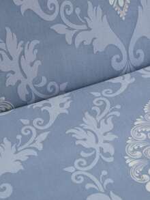 1pc Printed Ruffled Edge Full Coverage Elastic Sofa Cover, Stretchable One-Piece All-Around Sofa Protector, Living Room Home Decor, Machine Washable - Blue - View 7