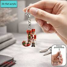 2D Flat Acrylic Christmas Nutcracker Initial Letter Keychain, A-Z 26 Letters, Festive Bag Charm & Key Ring, Cute Holiday Gift For Friends, Women & Men - Multicolor - View 19