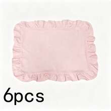 1 pieza/2 piezas/6 piezas Manteles individuales de unicolor francés con borde de volantes, servilletas pequeñas de encaje floral estilo Ins, mantel multiusos para cubrir el polvo - Multicolor - Ver 25