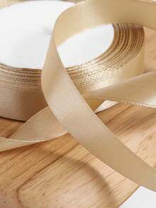 1 Roll Champagne Gold Packaging Ribbon Bow, Colorful Ribbon, Polyester Satin Ribbon, Gift Box Ribbon, Jacquard Woven Ribbon - Champagne - View 2
