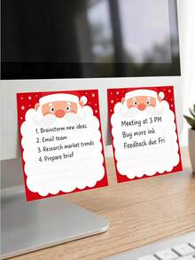 1/2/5PCS Santa Claus Theme Sticky Notes, Square Christmas Sticky Notes Santa Claus Snowman Memo Pads Cute Holiday Self-Adhesive Note Pads Office School Home Book Sticky Notes, 75x75mm Square Sticky Notes, 100 Sheets Total, Removable Backing, Suitable For Office, Home And Daily Use - Multicolor - View 3