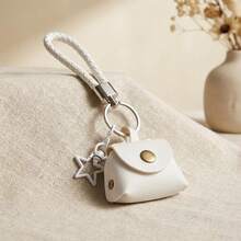 Elegant Braided Rope Mini Bag Keychain For Women, Exquisite Car Key Chain PU Leather Small Coin Purse Bag Charm, Star Accent Premium Feel Handbag Decoration Zipper Pull Pendant, Birthday Gift For Mom Her, Cute Party Favor Daily Use - View 8