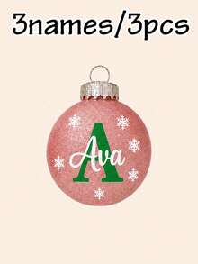 Custom Initial Christmas Ball Ornament, Personalized Holiday Tree Hanging Decor, Sparkly Red Green Bauble, Customized Name Family Keepsake Gift, Customizable Xmas Ornament For Home, Party & Gift Giving, Christmas Decorations, Merry Christmas, Family - Style D - View 31