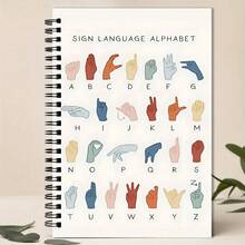A5 Spiral Notebook With Sign Language Alphabet - Lined Pages, Perfect For Classroom Note Taking And Organization, Ideal For Educational Use, Workplace, Or As A Gift For Friends, Family, Educators And Learners - Minimalist - View 8