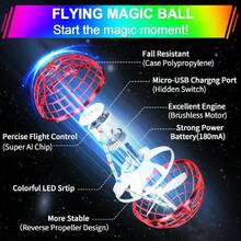RGB Magic Flying Ball With Boomerang Effect, Mini Drone For Kids, Magic Ball With Built-In Lights And 360° Rotation, Flying Ball Hoverball Spinner Toy - Red - View 5