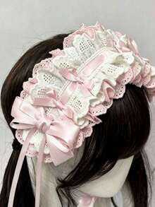 Cute Pink Bow Headband Hair Accessory, Can Be Matched With Lolita Dress, Suitable For Daily Wear, Festival Party, Anime Convention, Live Streaming, Cosplay, Halloween - Multicolor - View 2