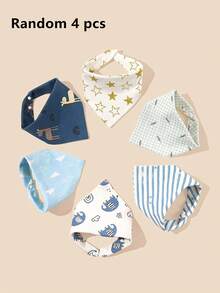 4pcs/Pack Random Pattern Baby Bibs & Drool Bandanas, For Christmas - Multicolor - View 1