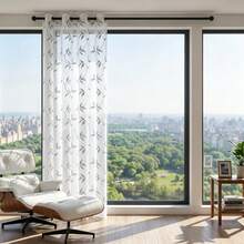 1pc/2pcs Sheer Curtains, Decorative Embroidered Faux Linen Curtains, Suitable For Home Kitchen, Living Room And Bedroom - B Grey - View 18