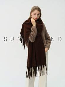 1pc Women's Solid Color Polyester Soft Skin-Friendly Warm Scarf For Daily Use - Rust - View 8