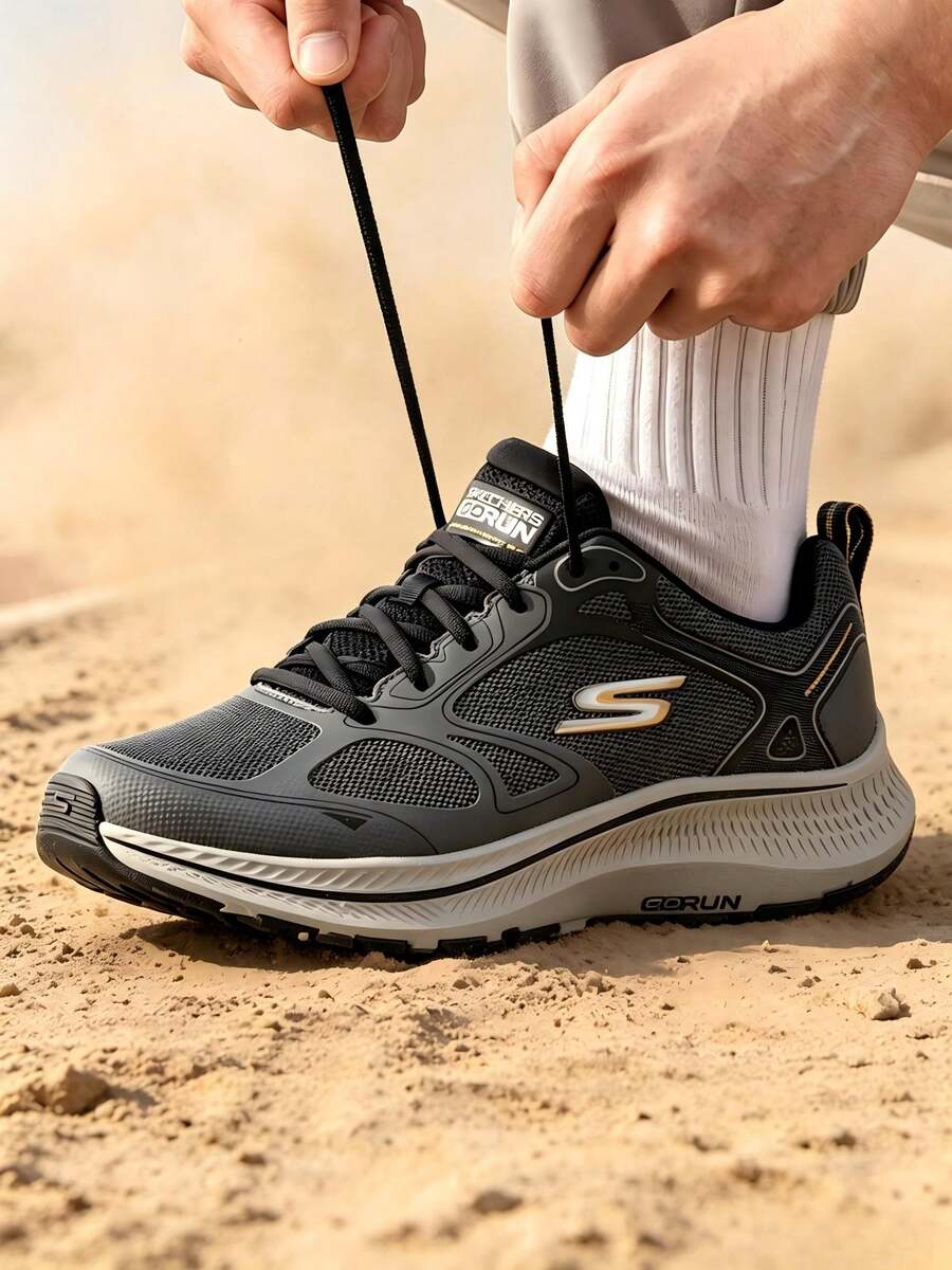 Skechers Men's Running Shoes GO RUN CONSISTENT 2.0 2026 Summer New Mesh Breathable Casual Running Shoes 220869-CCBK - Charcoal/Black - View 1