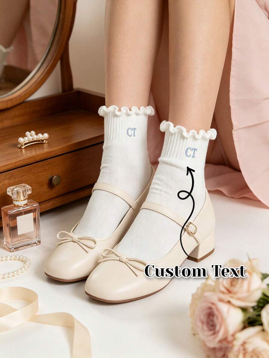 Personalized Embroidered Initial Socks, Customized Letter Pattern Bridesmaid Gift, Wedding Party Socks, Bridal Shower Favor