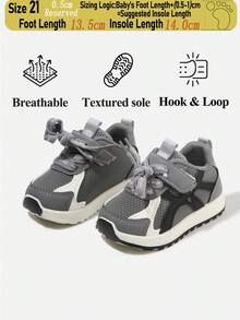 Unisex Toddler Color Block Mesh Casual Shoes, Baby Hook & Loop Breathable Non Slip Soft Sole Walking Sneakers (Size By Insole Length, Unit:Cm) - Grey - View 11
