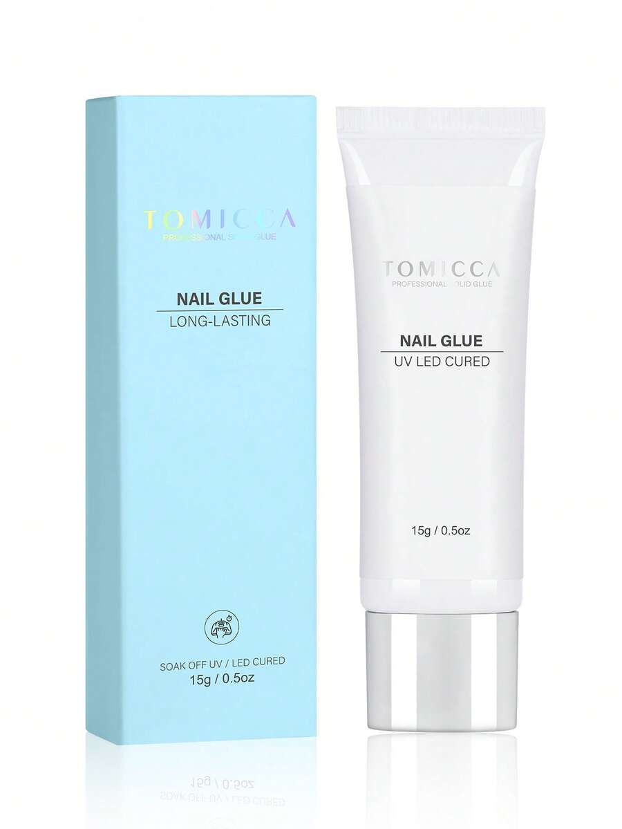 TOMICCA 1件 15g 固態指甲膠，UV固化壓克力指甲黏合劑，超強附著力，適用於穿戴式指甲與人造指甲，抗黃變、不捲曲，適合DIY美甲居家與沙龍使用