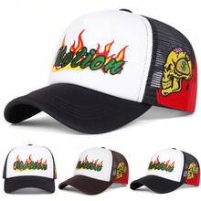 1pc Men Skull Finger 666 Embroidered Trucker Hat, Streetwear Casual Baseball Cap For Spring, Autumn, Traveling, Beach Vacation - Multicolor - View 10