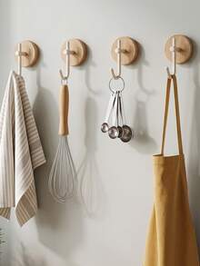 Decorative Wooden Single Kitchen Hooks, Heavy-Duty J Shape Hook Prevents Items Slipping, Great For Hanging Dish Towels, Heat Gloves, Aprons And Small Kitchen Gadgets.Perfect For Kitchen Backsplash, Saves Counter Space And Upgrades Your Kitchen Style. - Multicolor - View 9