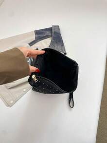 時尚簡約休閒女款手拿包 新款純色復古信封式零錢包手提包 - 黑色 - 查看 4