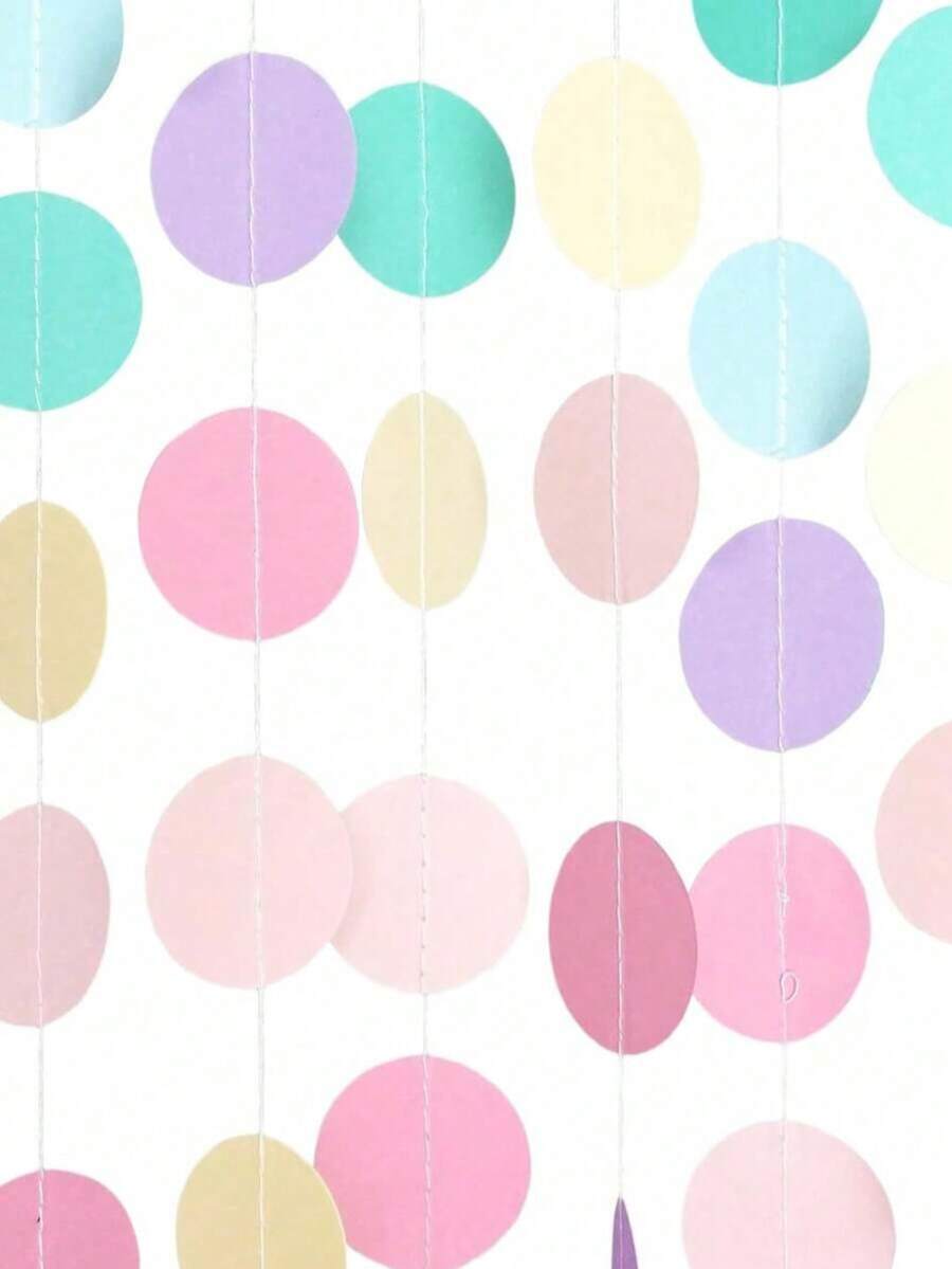 Dekorasi Natal Garland Kertas Polkadot Warna-warni, Kain Latar Belakang Pita Gantung Bulat, Cocok untuk Ulang Tahun, Ruang Kelas, Halloween, dan Dekorasi Mobil - Warna campuran - View 1