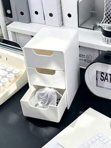 Versatile Three Compartment Drawer Storage Box Stackable Jewelry Storage Box For Women Durable Three Tier Drawer Organizer To Vanity Entryway Furniture Storage Room Home Bathroom Travel Desk College Dorm Decor Essentials Accesorries - Multicolor - View 12