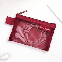 6pcs Minimalist Transparent Mesh Storage Bag Set, Mesh Makeup Bag, Portable Coin Purse, Stationery Pencil Case, Zippered Travel Toiletry Bag, Suitable For Home Office Cable Organizer, Portable Coin Purse For Cards, Keys And More - B - View 14
