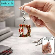 2D Flat Acrylic Christmas Nutcracker Initial Letter Keychain, A-Z 26 Letters, Festive Bag Charm & Key Ring, Cute Holiday Gift For Friends, Women & Men - Multicolor - View 13