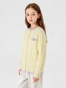 Balabala Girls Cute Soft Knit Sweater Pullover Jumper Casual Versatile Top For Tween Girl Winter Daily Wear - Light Yellow - View 3