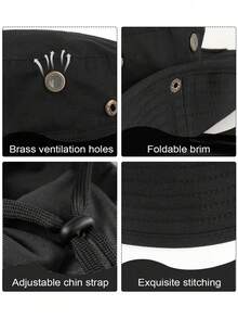 3pcs Round Brim Hat Set Outdoor Hiking Bucket Hat Drawstring Windproof Knit Hat Travel Hiking Fishing Hat - A - View 8