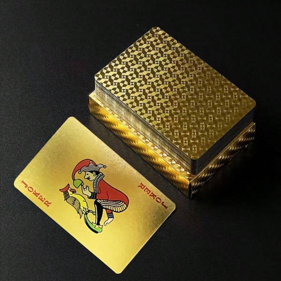 1pc Gold-Plated Waterproof Poker Card Model Palm-Sized Gold Poker - Multicolor - View 1