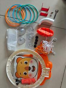 Adjustable Wall-Mounted Kids Basketball Hoop Set, Suitable For 3-8 Years Old, Cartoon Animal Design, Multi-Function Shooting And Ring Toss Game, Foldable And Easy Storage, Indoor/Outdoor Parent-Child Sports Toy, Suitable For Boys And Girls - Multicolor - View 14