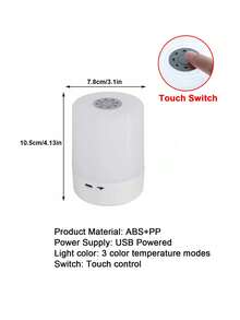 LED Bedside Night Light, Cylindrical Dimmable Warm Atmosphere Lamp, Portable Bedside Light, Suitable For Baby Night Feeding, Bedroom Dorm Home Decor - One Size Fits All - View 8