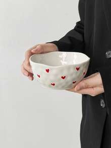 1pc/2pcs/4pcs Korean Ins Style Hand-Painted Small Heart Love Ceramic Handmade Bowl, Highly Attractive Cute Pattern Bowl, Daily Dessert Bowl, Ice Cream Bowl, Fruit Salad Bowl, Home Rice Bowl - View 15