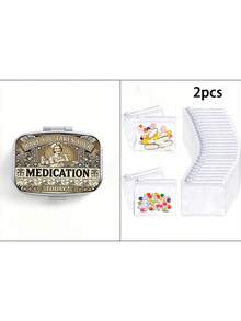 Vintage Nurse Print Pill Box, Mini Portable Metal Pill Case, Multi Compartment Medicine Vitamin Storage Organizer, Travel Pocket Pill Holder - Multicolor - View 15