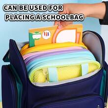 1pc Dopamine Color Block Tutorial Bag, 3-Layer Large Capacity File & Book Storage Tote, With Front Pen Holder, Portable Student Handbag, Suitable For School, University, Office, Autumn Back To School Supplies Gift Bag - Multicolor - View 4