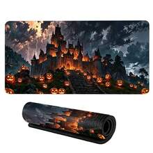 Alas Mouse Karet Motif Kastil Halloween Menyeramkan Ukuran Ekstra Besar, Alas Meja Karet Tahan Air Anti Selip, Alas Mouse yang Lebih Panjang, Dekorasi Meja Estetis untuk Bermain Game, Bekerja, Kantor, dan Dekorasi Rumah - View 9