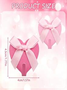 10/1pc Detachable Heart-Shaped Self-Adhesive Wall Hook With Bowknot, Suitable For Dormitory Bedroom, Used For Hanging Keys, Clothes, Towels - Multicolor - View 7