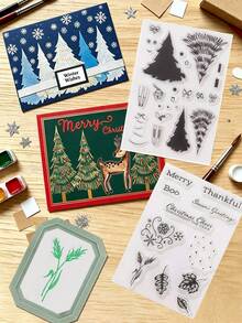 Set Of 4 Clear Stamps For DIY Christmas Scrapbooking Decor Transparent Silicone Stamps For Making Greeting Invitation Cards Photo Album Decor - As Shown In the Picture - View 7