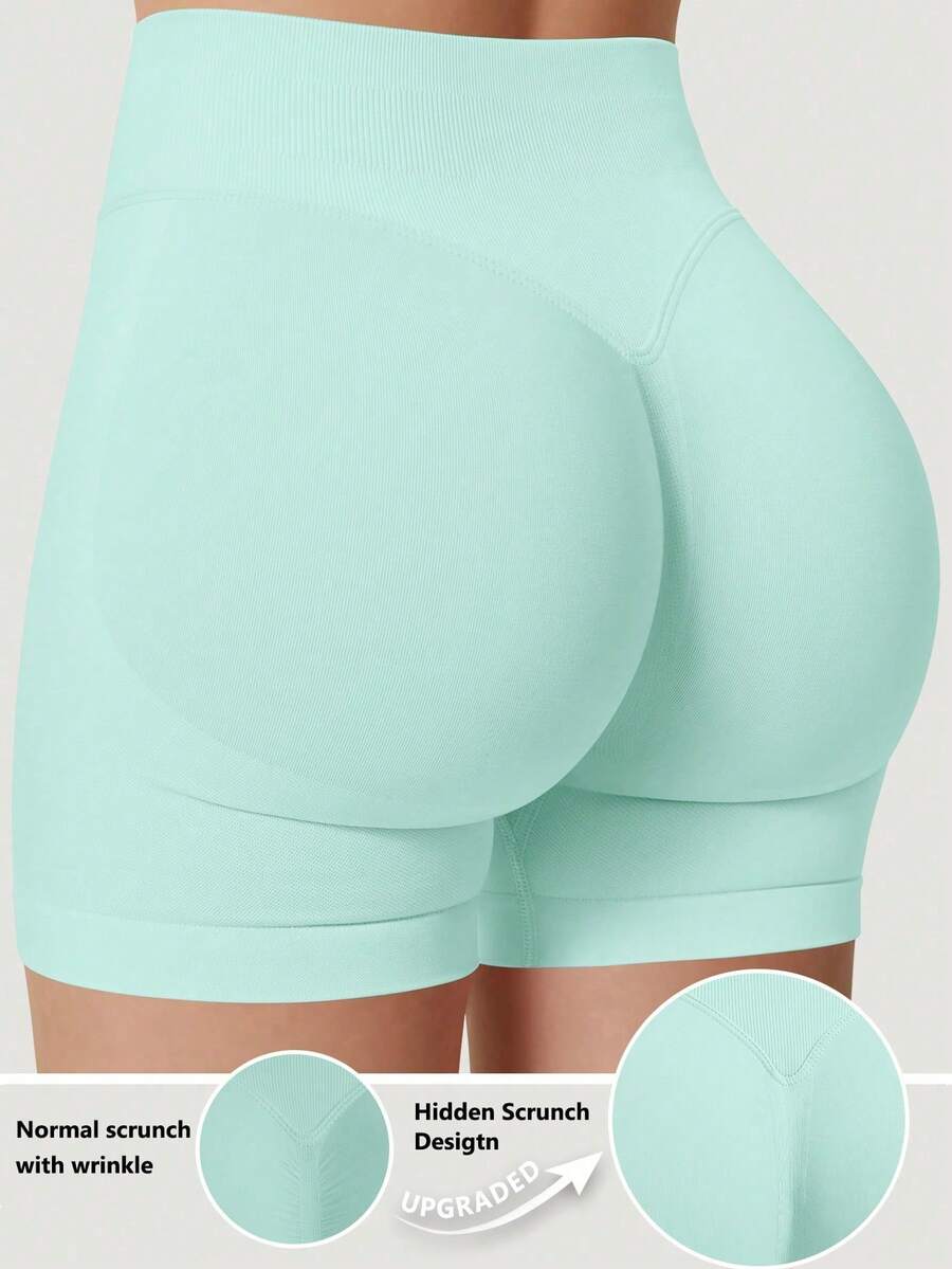 Seamless High Waisted Butt Lifting Workout Shorts For Women, Sports Summer