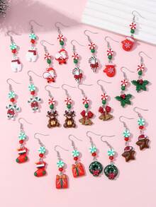 Set 12 Pasang Anting Natal Anak, Dekorasi Pesta Liburan, Hadiah Festival Lucu untuk Anak Perempuan - MultiWarna - View 8