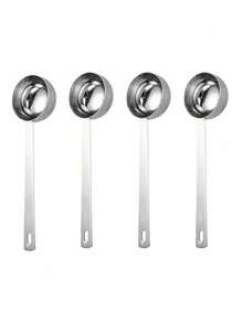 1/2/4pcs 304 Stainless Steel Measuring Spoons With Hanging Hole Long Handle Coffee Scoop, Protein Powder Gram Spoon, Kitchen Baking Seasoning Spoon - Silver - View 10