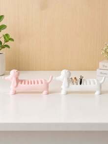 Cute Sausage Dog Ring Holder With Jewelry Storage Bag, Jewelry Display Stand, Desktop Ring Storage Box, Vanity Decor, Gift For Jewelry Lovers - Multicolor - View 8