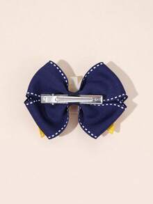 2pcs Back To School Bow Hair Clips,Soft Rubber Stationery Decor,Kids Cute Playful Hair Accessories For First Day Of School/Daily Classroom Fun - Multicolor - View 3