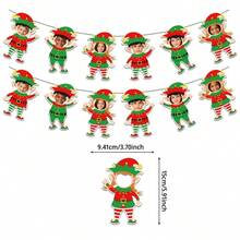 2-Strand DIY Photo Santa Claus Paper Banner Garland, Blank Photo Insert Santa Claus Hollow Hanging Decor Wreath, Christmas Multi-Purpose Wall Hanging Decoration, Suitable For Party, Fireplace And Window Decoration - A - View 14