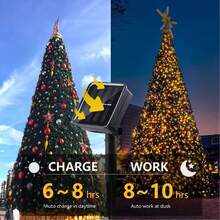 1pc Solar Powered Copper Wire String Lights, Outdoor Patio Party Lawn Camping Garden Christmas Lights - Solar Copper Wire Lights - View 6