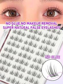 90pcs Glue-Free False Eyelashes, Cartoon Style Self-Adhesive Eyelashes, Anime Style Eyelash Bundles, Lightweight Glue-Free Eyelash Set, Moisturizing Smooth Fairy C-Curl, Suitable For Beginners And Daily Makeup - C - View 1