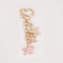 1Pc Starfish Keychain, Alloy Enamel Ocean Sea Star Bag Charm With Heart Clasp, Backpack Pendant, Summer Holiday Gift For Girls Women - Multicolor - View 14