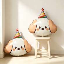 2/6pcs Party Hat Panda Cat Dog Cartoon Foil Balloons Birthday Party Decoration, Festival Atmosphere Props - Dog - View 3